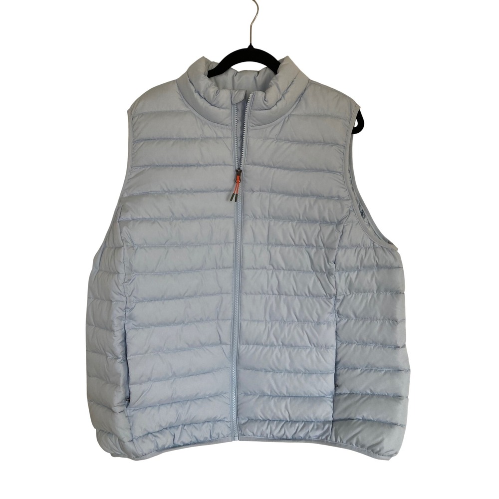 Ozark Trail Light Blue Puffer Vest Womens 1X 16W-18W Recycled Quilted Full Zip